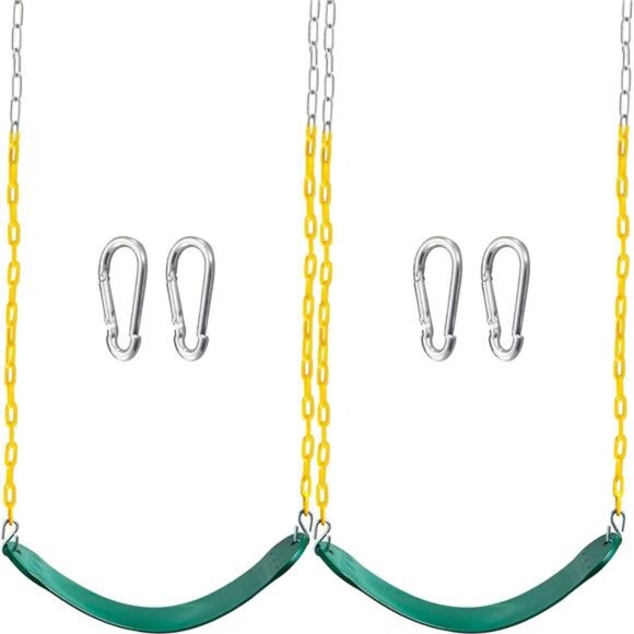 2 Pack Green Swing Seats Heavy Duty with 66" Chain Accessories Replacement - Picture 1 of 8